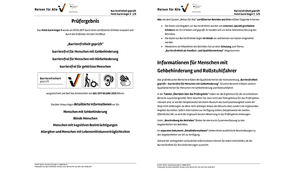 Zertifikat der Barrierefreiheit Zertifikat der Barrierefreiheit